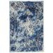 Carini Distressed Medallion Rug, Classic/Ice Blue, 5ft-3in x 7ft-6in Area Rug - Weave & Wander 653R3471TCL000E76