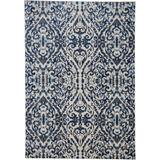 Carini Scroll Print Textured Rug, Estate Blue, 5ft - 3in x 7ft - 6in Area Rug - Weave & Wander 653R3466RYL000E76