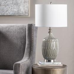 "Carlisle Table Lamp 29.5""Ht. Ceramic & Metal Gray Ceramic & Satin Nickel - Crestview Collection CVAP2353"