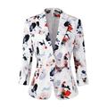 Womens 3/4 Sleeve Lightweight Office Work Suit Jacket Boyfriend Blazer (1905 White, M)