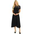 CHICTRY Womens Short Sleeve Lace Insert Crystal Floral Embellished Trim Pregnant Dress Black 14