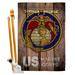 Angeleno Heritage Us Marine Corps 2-Sided Polyester 2'3 x 3'3 ft House Flag Set in Brown | 40 H x 28 W in | Wayfair AH-MI-HS-137083-IP-BO-D-US20-MC