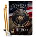 Angeleno Heritage Marine Combat Hero 2-Sided Polyester 2'3 x 3'3 ft House Flag Set in Blue/Red | 40 H x 28 W in | Wayfair