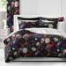 The Tailor's Bed Rachel's Bouquet Black/Standard Cotton 3 Piece Comforter Set Polyester/Polyfill/Cotton in Red | Wayfair RAC-DCH-BLA-CMF-CK-3PC