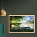 East Urban Home Ambesonne Landscape Wall Art w/ Frame, Fishing Pier By River In The Morning Clouds & Trees Nature Image | Wayfair