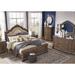 Signature Design by Ashley Charmond Tufted Low Profile Sleigh Bed Wood & /Upholstered/Polyester in Brown | 73 H x 82 W x 86 D in | Wayfair B803B5