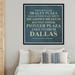 Ebern Designs Dallas Landmarks - Textual Art Print in Blue | 42" H x 42" W x 0.5" D | Wayfair 53153A8A403D4ED4A364C7986F6B7A2F