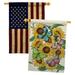 Breeze Decor Butterflies On Sunflower 2-Sided Polyester 40 x 28 in. House Flag in Green/Yellow | 40 H x 28 W in | Wayfair