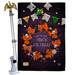 Ornament Collection Thanksgiving 2-Sided Polyester 40 x 28 in. Flag Set in Green/Indigo/Orange | 40 H x 28 W in | Wayfair