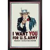 Red Barrel Studio® Uncle Sam I Want You For The Army WPA War Propaganda Black Wood Framed Poster 14X20 Paper | 20 H x 14 W x 1.5 D in | Wayfair