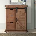 Rooker 3 - Drawer Accent Chest Wood/Metal in Brown/Gray Laurel Foundry Modern Farmhouse® | 33 H x 27 W x 15 D in | Wayfair