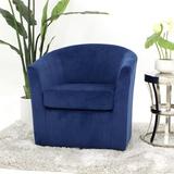 Barrel Chair - Andover Mills™ Hansell 31" Swivel Barrel Chair Microfiber/Microsuede in Blue | 30 H x 31 W x 27.5 D in | Wayfair