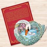 The Holiday Aisle® Love Swan Wood Hanging Figurine Ornament Wood in Blue/Brown/Green | 5 H x 4 W x 0.25 D in | Wayfair