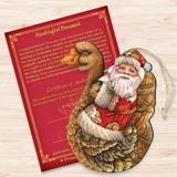 The Holiday Aisle® Goose Santa Wooden Hanging Figurine Ornament Wood in Brown/Red | 5 H x 4 W x 0.25 D in | Wayfair