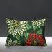 ULLI HOME Christmas Poinsettia Flower Indoor/Outdoor Throw Pillow Polyester/Polyfill blend in Green | 14 H x 20 W x 4.3 D in | Wayfair