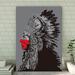 Bungalow Rose The Aboriginal Man Gallery Wrapped Canvas - For Art Illustration Decor, Grey & Red Home Decor Canvas in Brown/Green | Wayfair