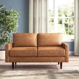 Trent Austin Design® Hartford 58" Faux Leather Square Arm Sofa Loveseat Faux Leather in Brown | Wayfair A8573A0C1D02489B90FB57983CFC0618