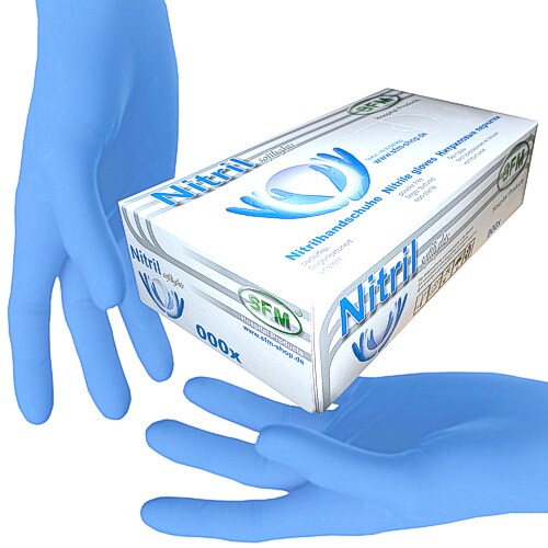 SFM ® SOFTLIGHTS : XXL Nitrilhandschuhe puderfrei F-tex blau (90) Image