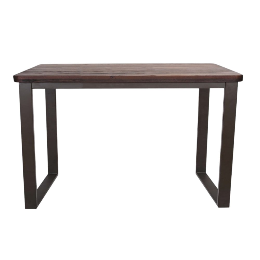 Table repas 120 cm en bois massif foncé et acier