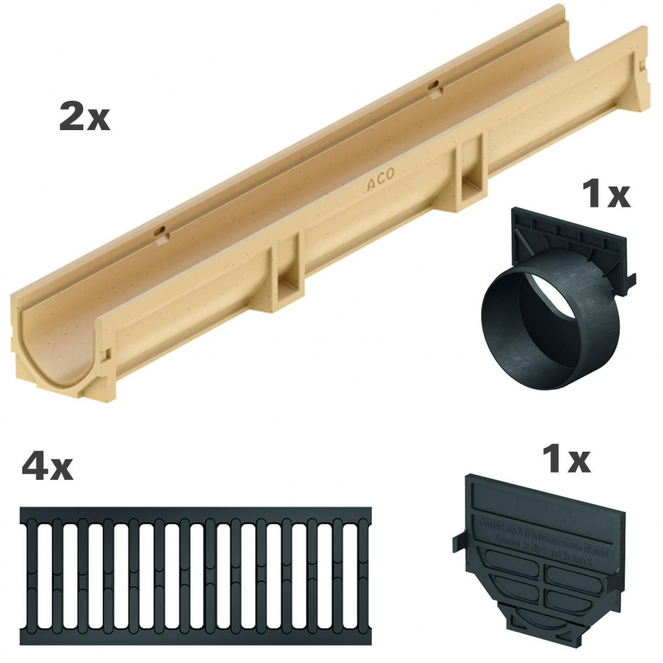 ACO Komplett Set Euroline 2.0, 2 m, B 125 (12,5 to),mit Gussrost,Stutzen Image