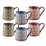 Pfaltzgraff Floral 3 Colorway Mugs, Set of 6