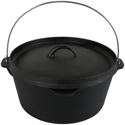 Sunnydaze Cast Iron Deep Dutch Oven Pre Seasoned - Large 12-Inch 8-Quart Pot