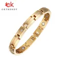 OKtrendy – Bracelet magnétique en cristal doré pour femmes 3000 Gauss en titane pur puissant