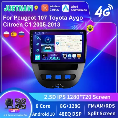 JUSTN183-Autoradio pour KIT 107 Toyota Aygo Cristaux en C1 2005-2013 Limitation GPS Auto Android