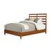 Transitional Full Size Wooden Bed with Slat Back Headboard, Brown