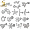 Clous de piercing d'oreille en acier inoxydable cristal blanc bijoux de corps gothiques boucle