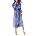 HONGBI Unisex Coral Fleece Super Soft Thick Luxurious Bath Robe Dressing Gown Wrap Housecoat Bathrobe for Women and Men Blue S