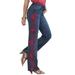 Plus Size Women's Whitney Jean with Invisible Stretch® by Denim 24/7 in Vivid Red Swirl Embroidery (Size 16 W) Embroidered Bootcut Jeans