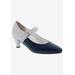 Wide Width Women's Kiki Mary Jane Pump by Ros Hommerson in Navy Lizard Leather (Size 7 1/2 W)