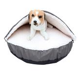 Happycare Tex Durable Oxford to Sherpa Pet Cave and Round Pet Bed, 25", with Removable top and Inser by Happy Care Textiles in Gray