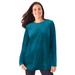 Plus Size Women's Plush Velour Tunic Sweatshirt by Woman Within in Deep Teal (Size 2X)