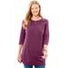 Plus Size Women's Perfect Three-Quarter-Sleeve Scoopneck Tunic by Woman Within in Deep Claret (Size 6X)