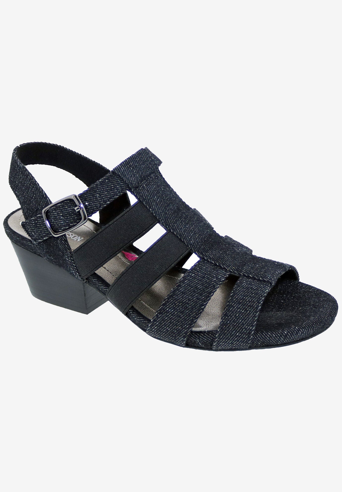 Wide Width Women's Wish Sandal by Ros Hommerson in Black Denim (Size 9 W)