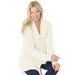 Plus Size Women's Shawl Collar Shaker Sweater by Woman Within in Ivory (Size M)