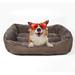 Happycare Tex Plush to suede Rectangle Pet Bed, 25" by 21", Brown/Coffee, M size by Happy Care Textiles in Brown