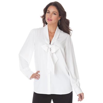 Plus Size Women's Long Sleeve Bow Blouse by Roaman...