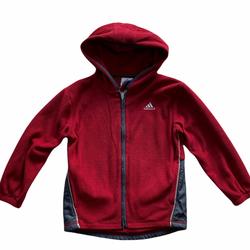Adidas Shirts & Tops | Adidas- Zip Up Fleece Hoodie With Pockets- Size 5 | Color: Gray/Red | Size: 5b