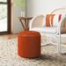 Willa Arlo™ Interiors Aslan 16.1" Wide Velvet Round Pouf Ottoman Velvet in Orange | 16.9 H x 15.7 W x 15.7 D in | Wayfair