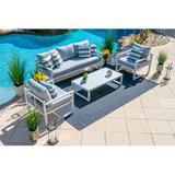 Latitude Run® Reansh 4 Piece Sofa Set w/ Cushions Metal in White | 25.5 H x 76.75 W x 29.5 D in | Outdoor Furniture | Wayfair