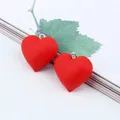 Boucle d'oreille coeur d'amour en silicone rouge breloques clé décoration de bijoux bracelet