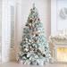 VEIKOUS 6.5FT/7.5FT Pre-lit Christmas Tree Snow Flocked/Artificial with Lights and Metal Stand