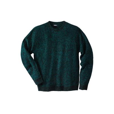 Men's Big & Tall Shaker Knit Crewneck Sweater by KingSize in Midnight Teal Marl (Size 7XL)