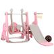 WWUIUIWW 4-in-1 toddler climber and swing set, extra-long slide, safety belt, children's play climbing slide set with basketball stand, indoor and outdoor backyard baby slide set (Pink)