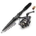 GudGmtoy Fishing rod ultrashort Sea fishing Rod Carbon Fiber with Metal Spinning Reel Boat Fishing Rock fishing Freshwater & Saltwater Fishing gear set (3.0M rod and 4000 Reel)