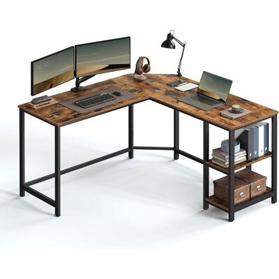 Songmics - vasagle Schreibtisch, L-förmiger Computertisch, Eckschreibtisch mit 2 Ablagen,
