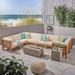 Oana Outdoor U-shaped 8-seat Acacia Sectional Sofa Set w/ Fire Pit by Christopher Knight Home